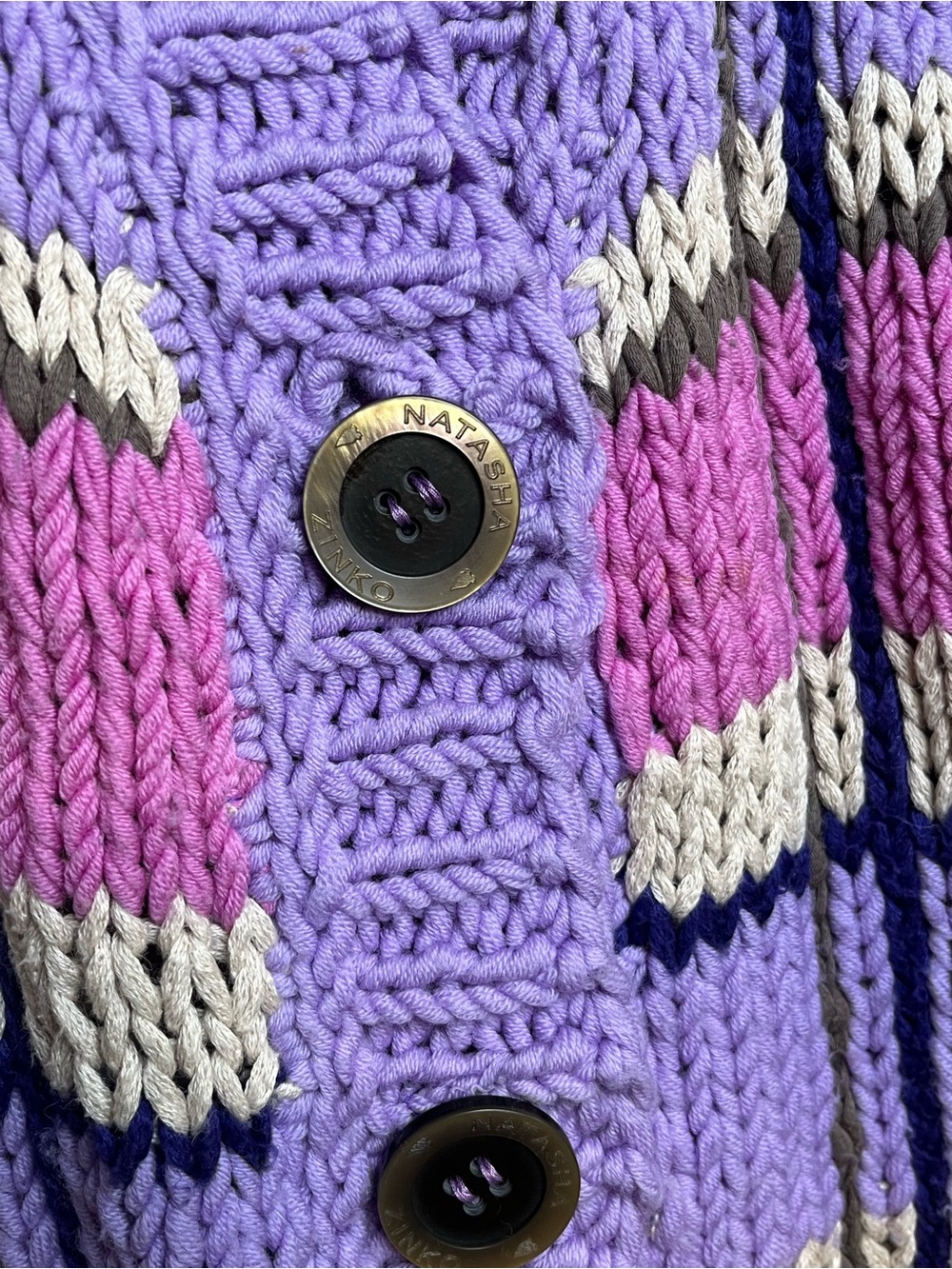 Natasha Zinko Pink and Lavender Striped Oversized Cardigan - Picture 3 of 8